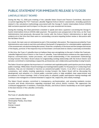 Lakeville SB Public Statement