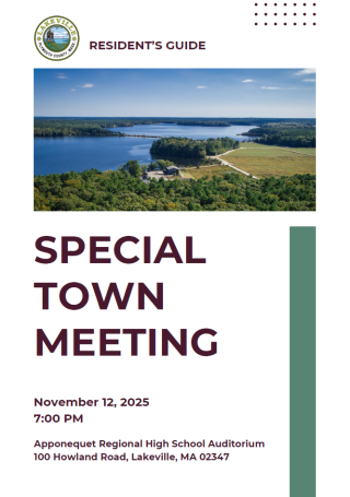 Cover page for the Resident's Guide to Special Town Meeting