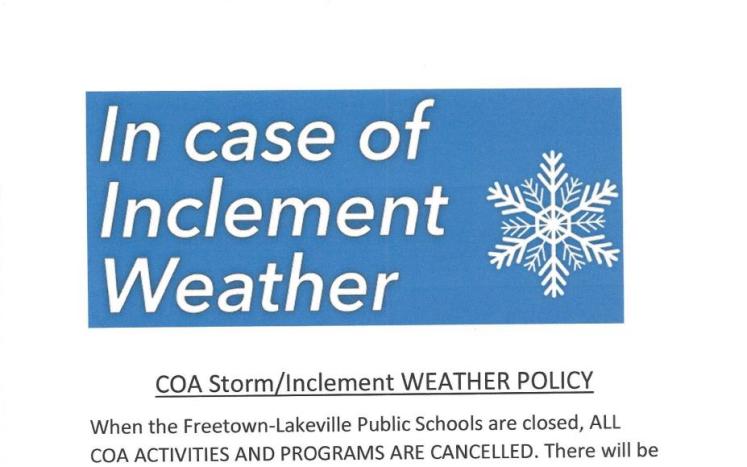 COA Storm/Inclement Weather Policy
