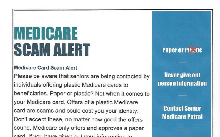 MEDICARE SCAM ALERT 3/7/23