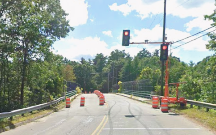 Pickens Street Bridge with temporary stop light and cones
