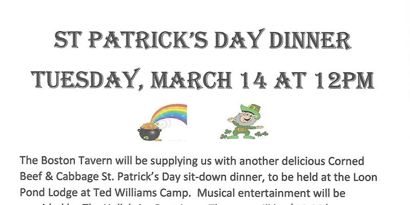 ST PATRICK'S DAY DINNER 3/14/23 AT 12PM